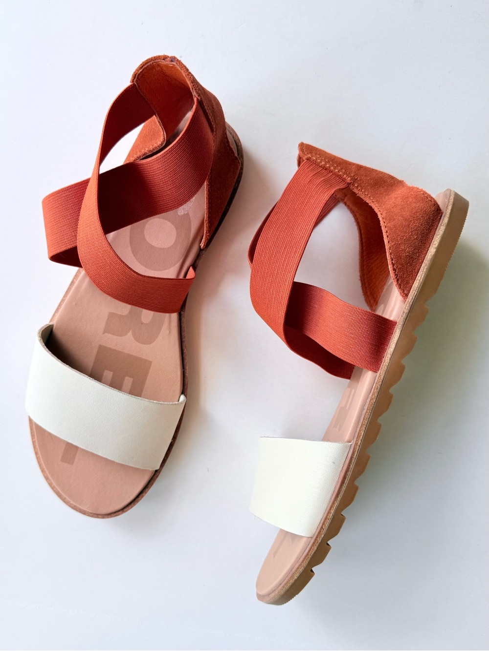 Sorel Ella II Sandal In Desert Sun Chalk White / Cream & Orange Size 7